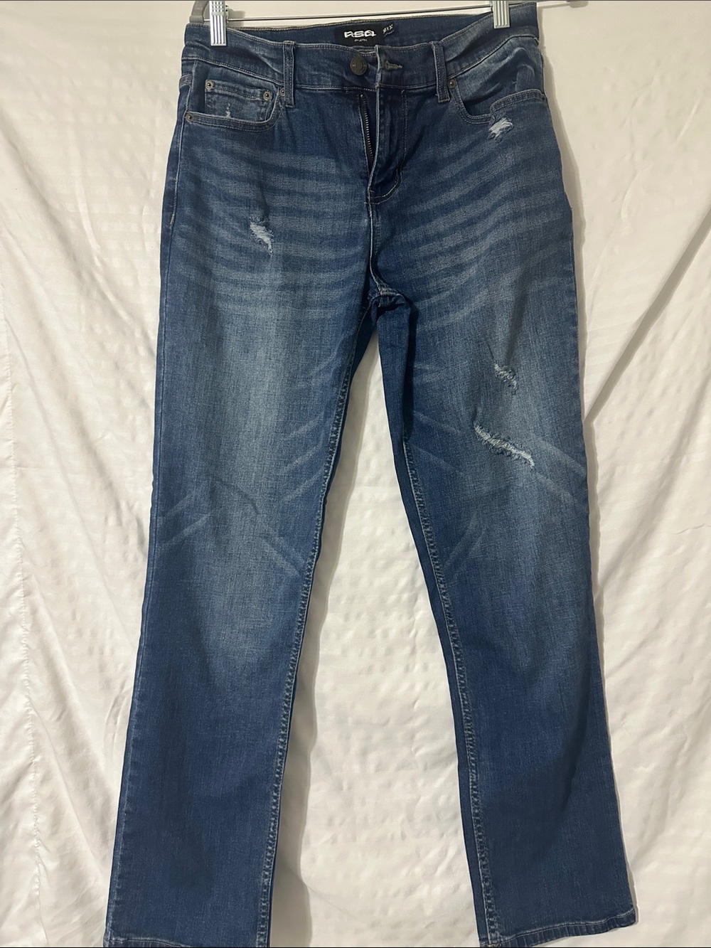 ASOS Dark Blue Slim Straight Men's Jeans with Light Whisker Fade